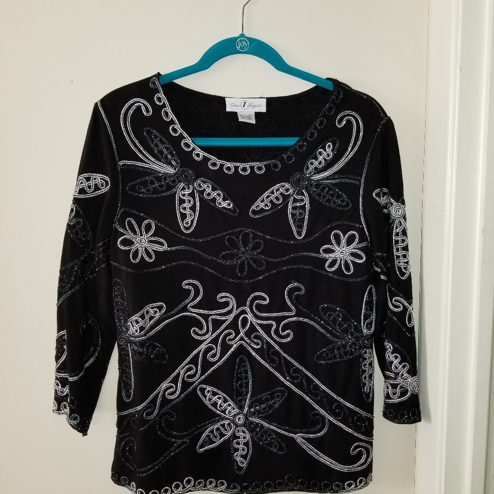 Embroidered Once 1 Again blouse 3/4sleeves